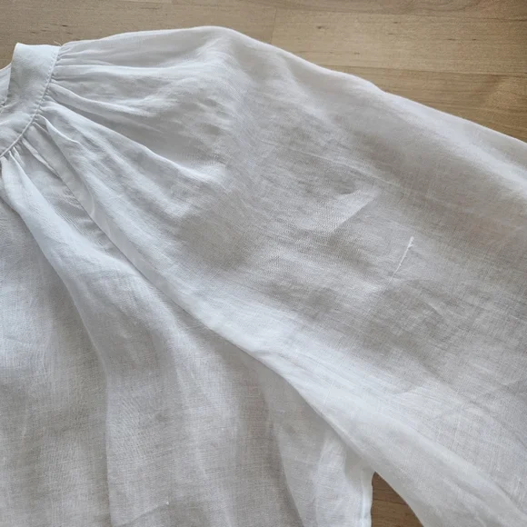 Banana Republic White Balloon Sleeve Peasant Blouse Sz Small Renfair - Picture 12 of 16